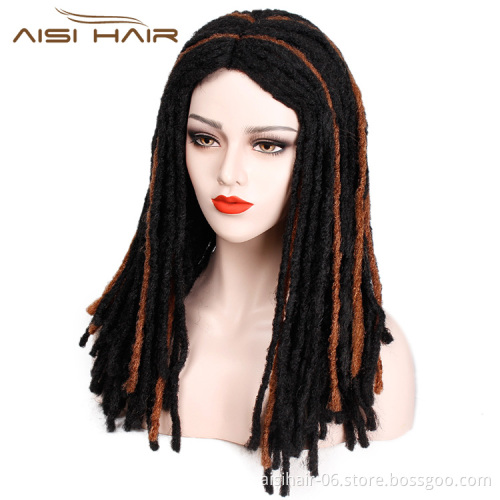 Aisi Hair Synthetic Wigs For Black Wome Afro Crochet Braids Twist Jumbo Dreadlocks Faux Locs Hairstyle Long Mixed Colors Wigs